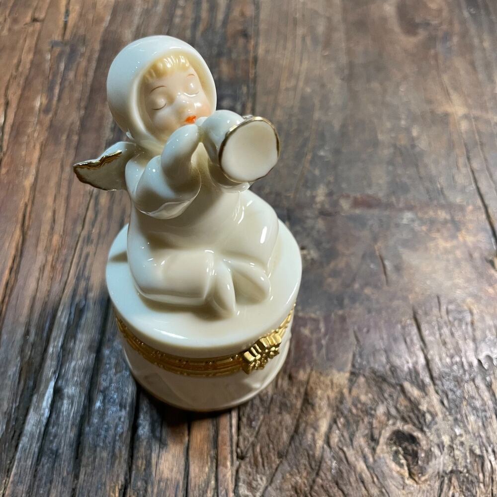 The Formalities by Baum Bros Christmas Horn Drum Angel Baby Cherub Trinket Box